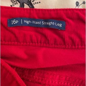 Talbots High Waist Straight Leg Corduroy Pants in Red
